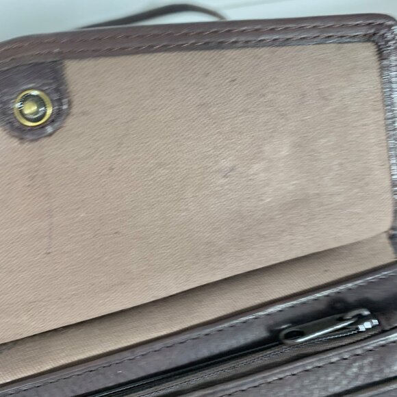 Vintage FOSSIL Brown Leather Crossbody Wallet Organizer Travel Bag 90s - Picture 15 of 15